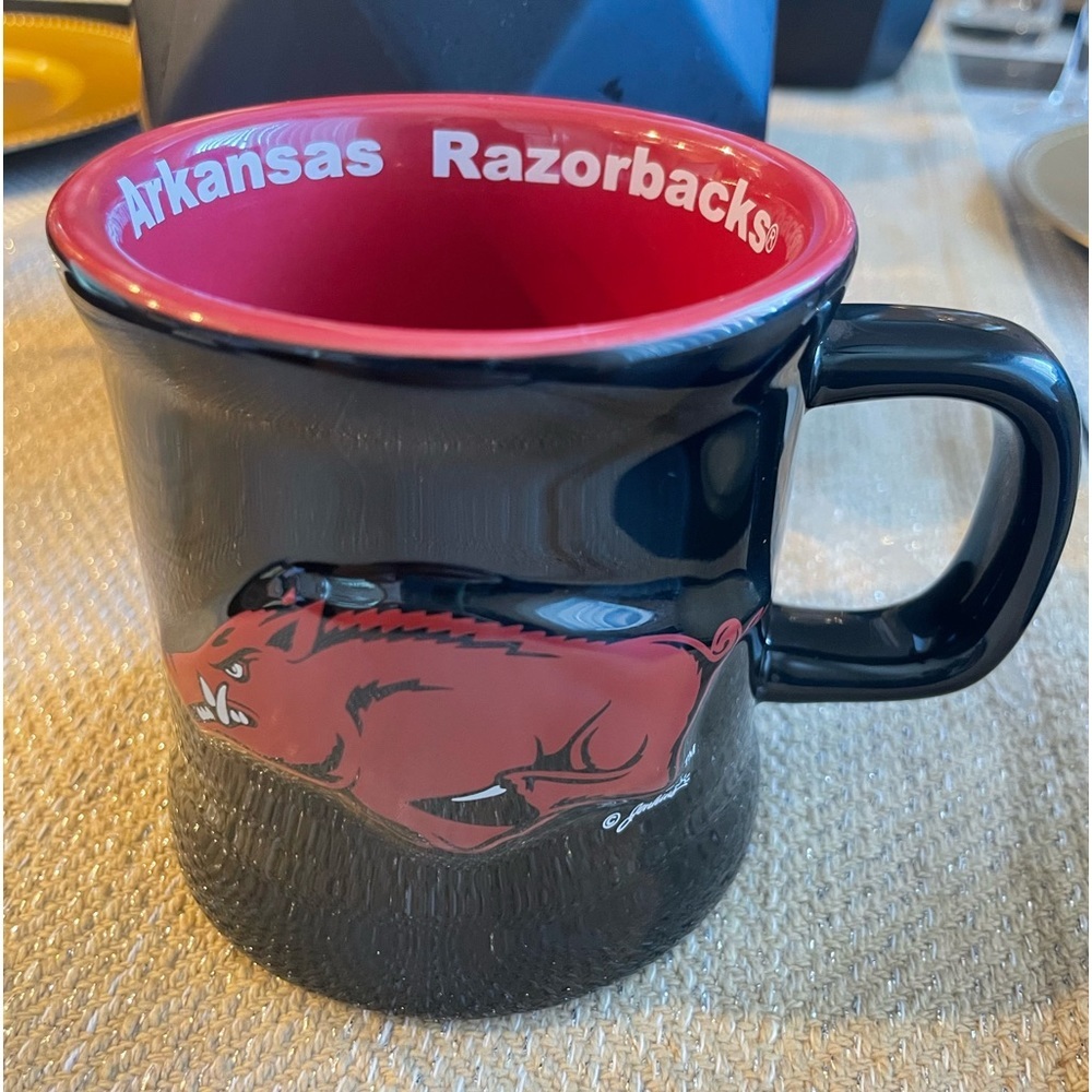 Arkansas Razorbacks by Jenkins NCAA Red & Black Embossed 12oz Ceramic Coffee Cup